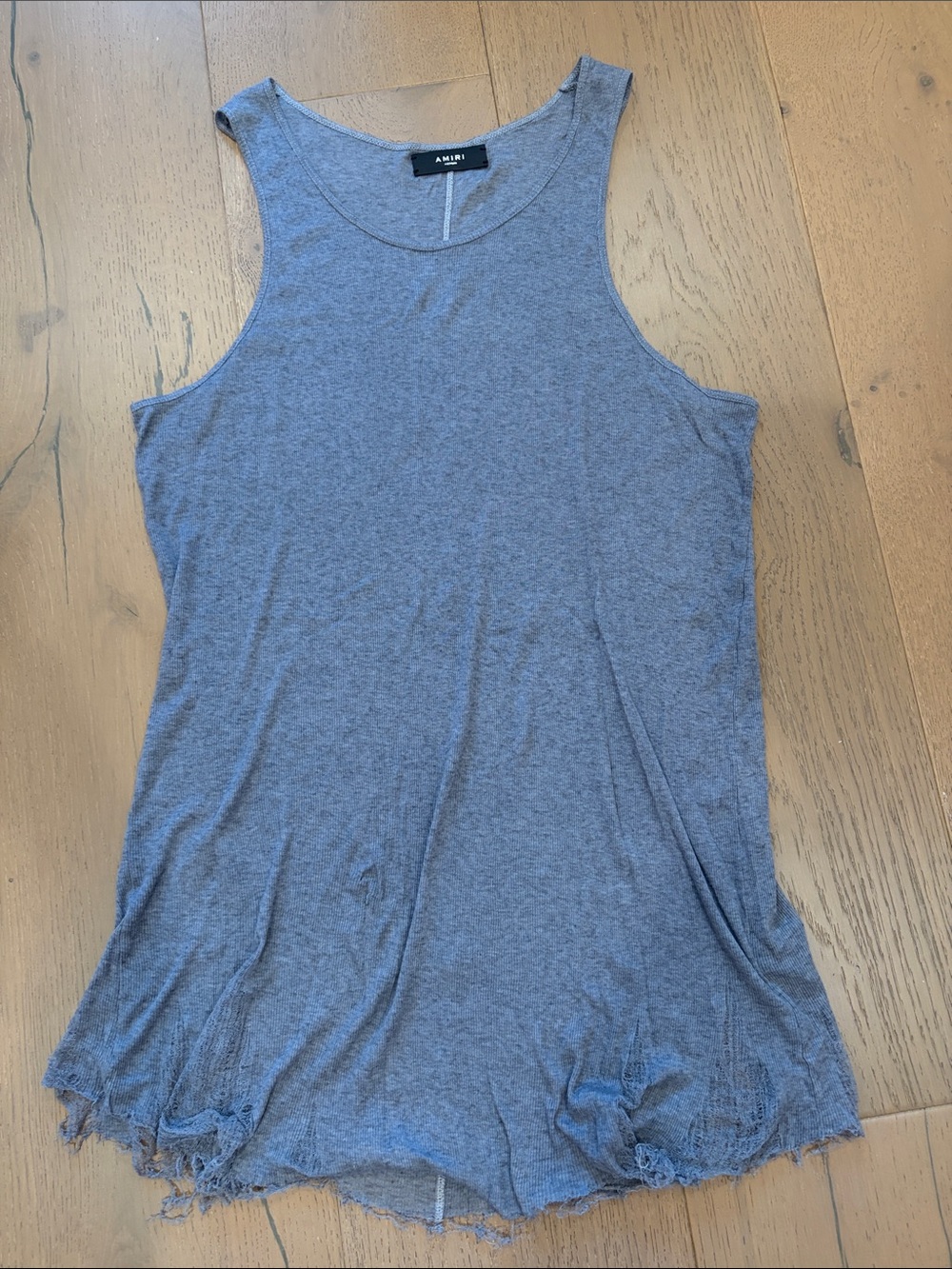 AMIRI Gray Distressed Hem Sleeveless Tank